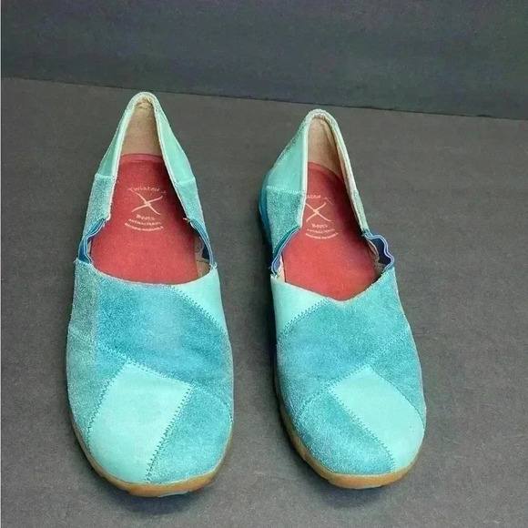 Twisted X Driving Moccasin Women's Patchwork Blue Suede Leather Slip On size 10m - Picture 2 of 8